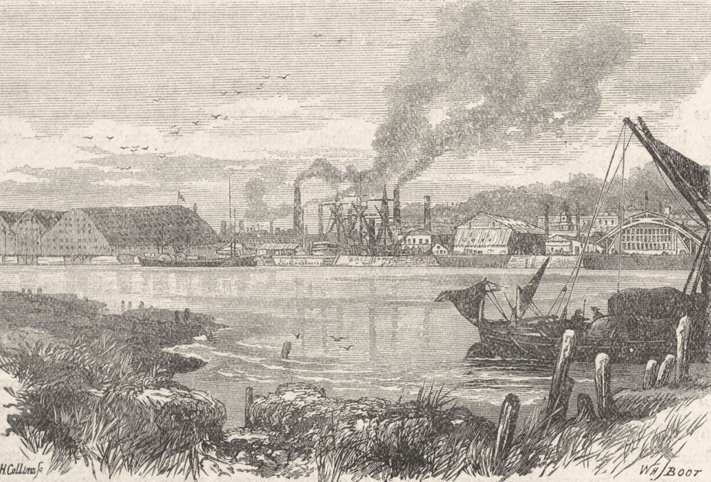 KENT. Chatham docks 1898 old antique vintage print picture